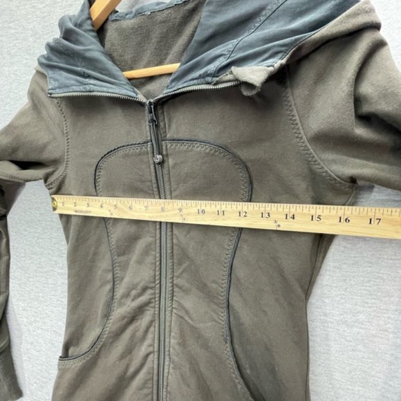 Lululemon Womens Olive Green Zip up Hoodie Size 6 - Picture 6 of 14